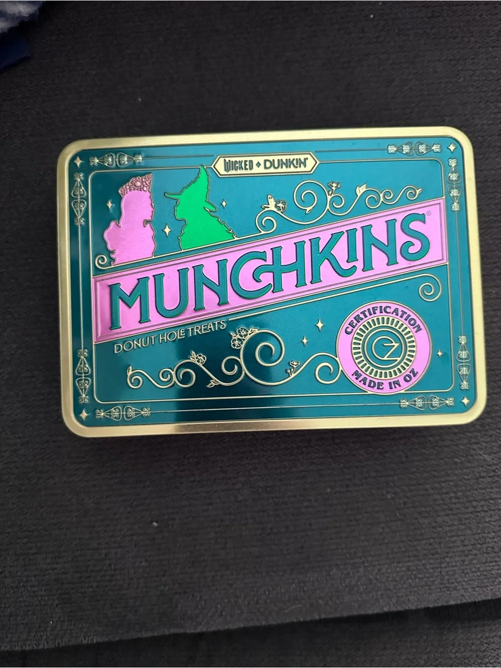Munchkins Donut Hole Treats Decorative Storage Tin - Teal & Pink